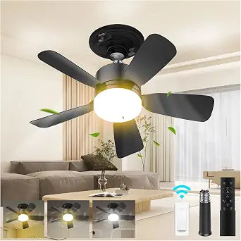17.5" Socket Fan 25W 1600 Lumens, 3 Colors 3000-6000K Light Bulb Fan, 6 Speed Wind Screw in Ceiling Fans in Light Socket for Bedroom, Living Room, Kitchen, Laundry Room, Garage