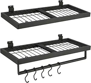 Slatwall Shelves, Slatwall Shelf, Slat Wall Accessories, Heavy Duty Storage Shelves, for Garage, Home,Retail Storage,110 lbs Load Capacity (2-Pack, Black)