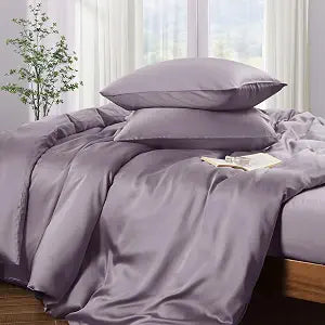 Horbaunal Tencel Lyocell Duvet Cover Queen Size 3 Piece - Lavender Silky Cooling Duvet Cover Set for Hot Sleeper - Natural Eucalyptus Lyocell Fiber - Breathable & Ultra-Soft Bedding Set - 90" x 90"