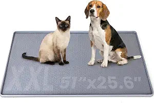 Dog Pee Pad Holder & Cat Litter Mat, XXL 51''25.6'', Waterproof Floor Silicone Mat for Pets, Easy to Clean, Soft on Paws (Dark Grey)