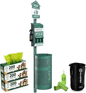 ALAGPRO NEW 2026 Pet Waste Station Outdoor Dog Waste Station with Hand Sanitizer Bottle, Commercial Dog Poop Station with Free 600 Roll Waste Bags & 50 Can Liners for Backyard, Park & HOA's