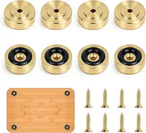 8Pcs Brass Cutting Board Feet Non Slip with Silicone Pads & Screws for Wood
