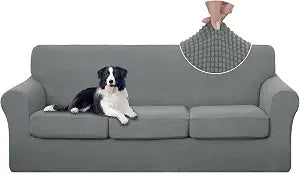 U-NICE HOME 4 Pieces Stretch Couch Cover Sofa Slipcover, Grey