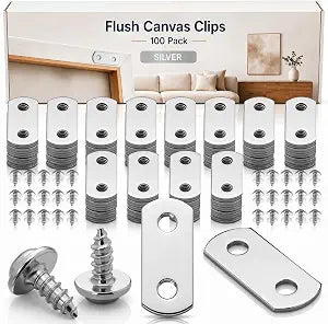 Shimeyao 100 Pack Canvas Clip for Picture Framing Flush Canvas Clip, Silver