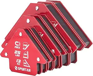 Spurtar Welding Magnets 6pcs, 75lbs 50lbs 25lbs Welding Magnets and Clamps, Heavy Duty Magnetic Holder Tools and Accessories 45, 90, 135 Angle