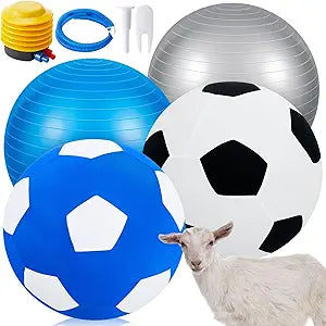 4 Pcs 2 Set Goat Ball Toy with Covers Anti Burst Training Toy with Inflator Pump Goat Balls for Play Yoga Outdoor Entertainment(Blue and Silver,18inch)