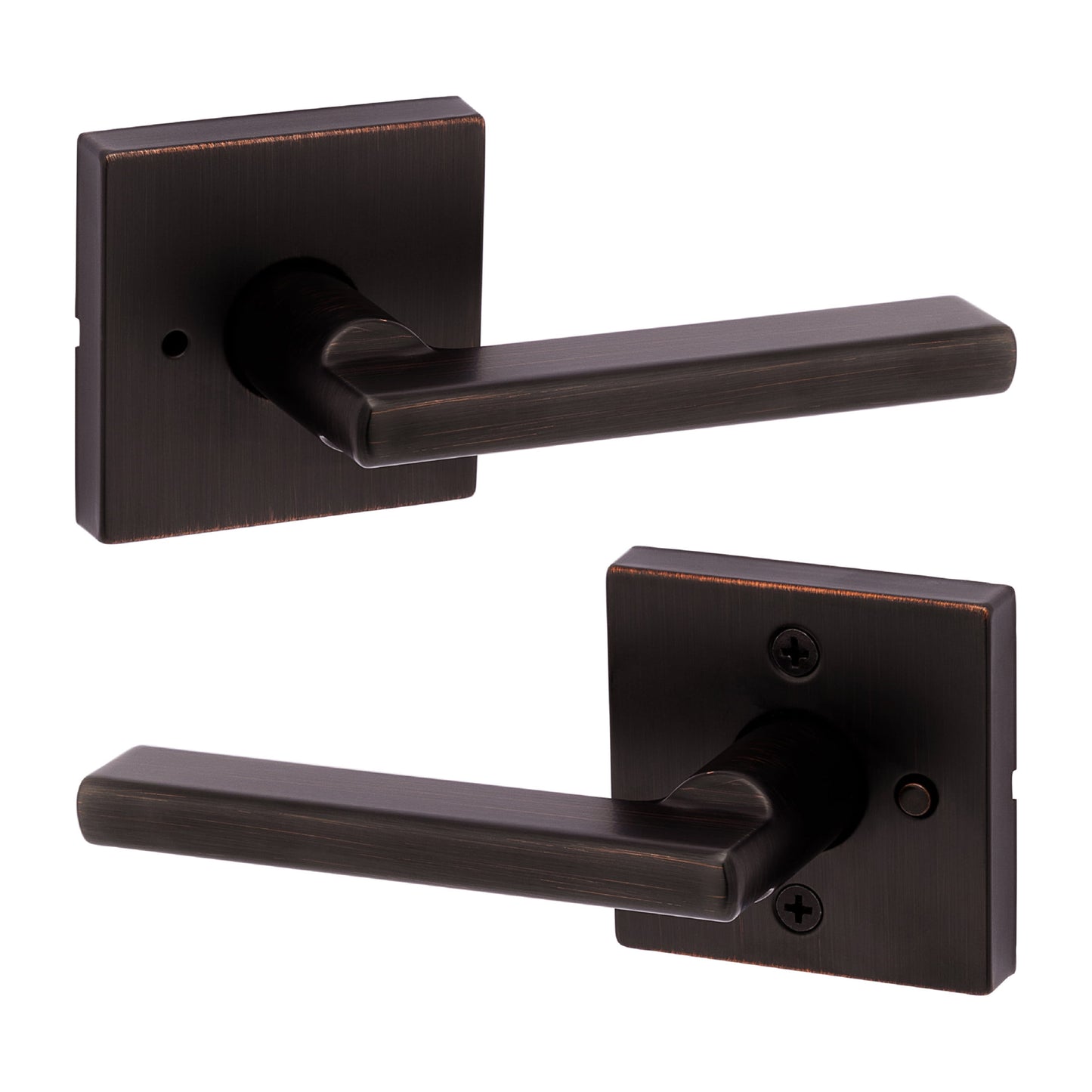Kwikset Halifax Square Privacy Lever Doorknob Venetian Bronze
