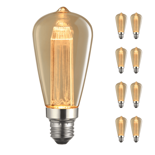 8 Pack LED Vintage Edison Bulbs, LED Decorative Light Bulb Dimmable, Amber, 3W=40W, E26 Base, for Pendant Light, Chandelier, Floor lamps, 2000K Soft White