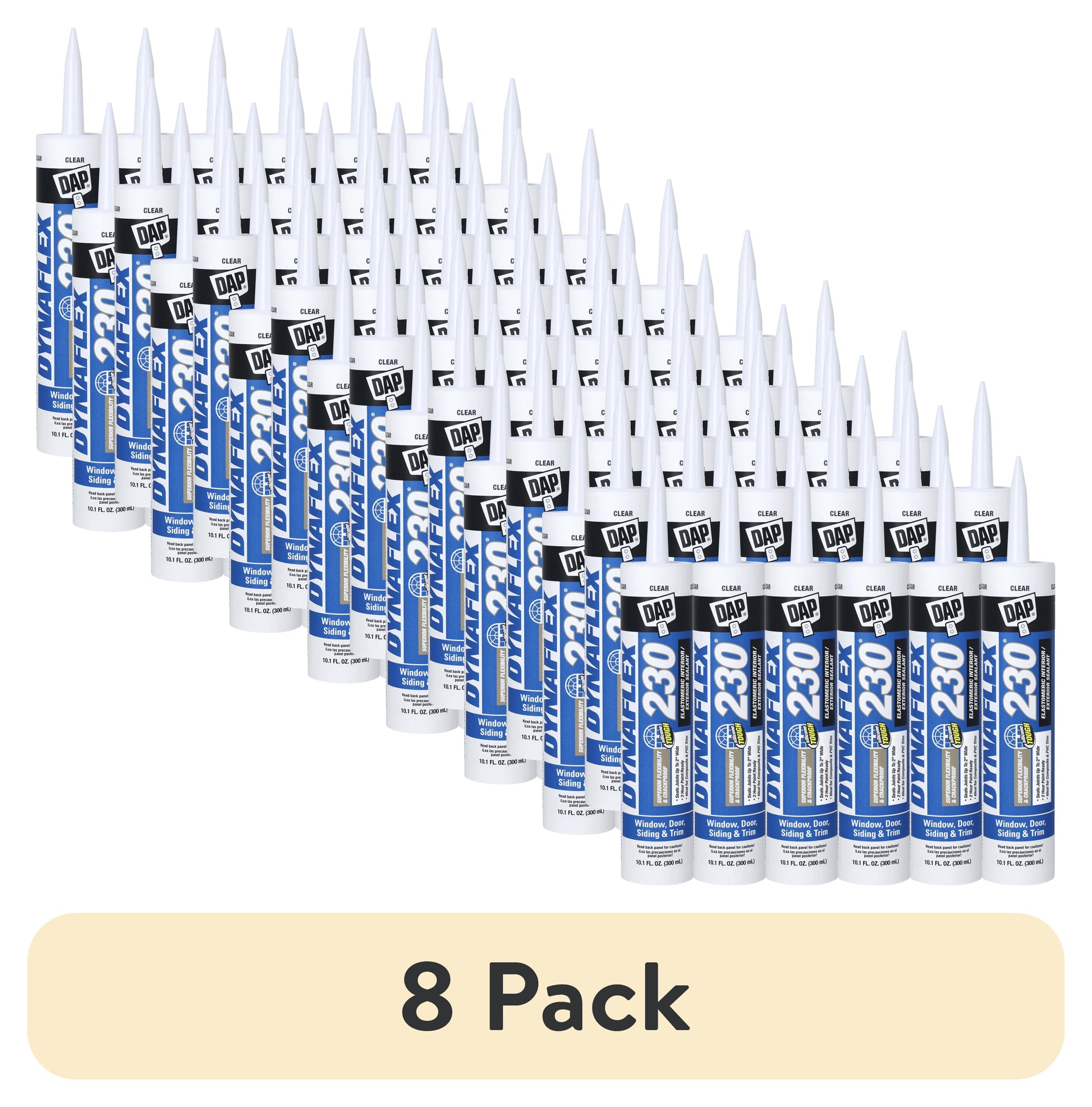 (8 pack) DAP Dynaflex 230 10.1 oz Clear Premium Sealant Caulk