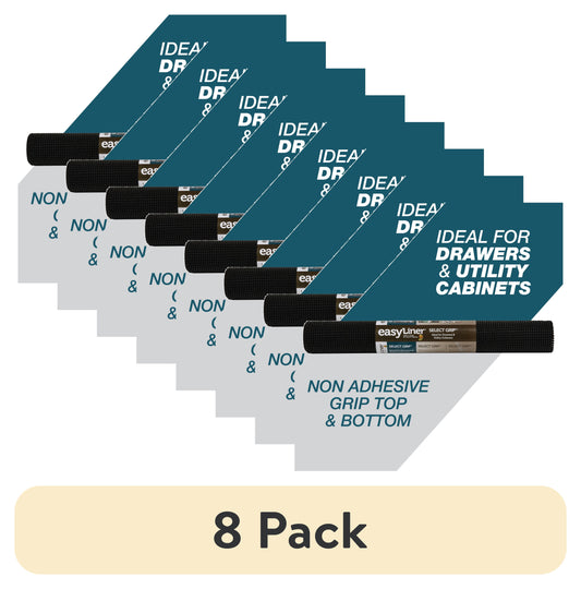 (8 pack) Select Grip EasyLiner Shelf Liner, Black 20" x 6' Roll