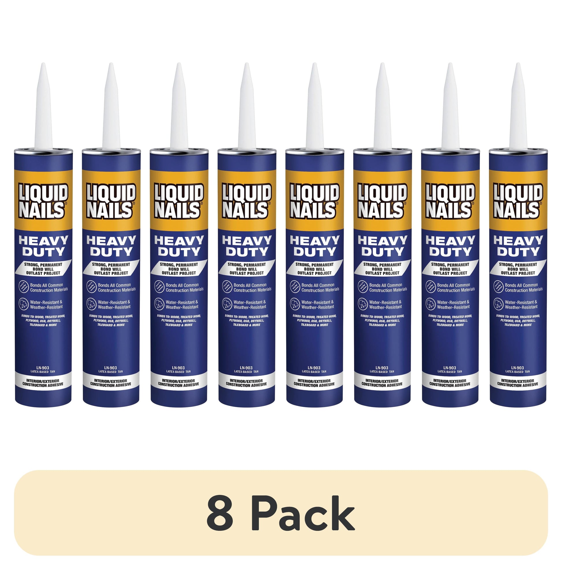 (8 pack) Liquid Nails Heavy Duty 10 oz. White Low VOC Construction Adhesive