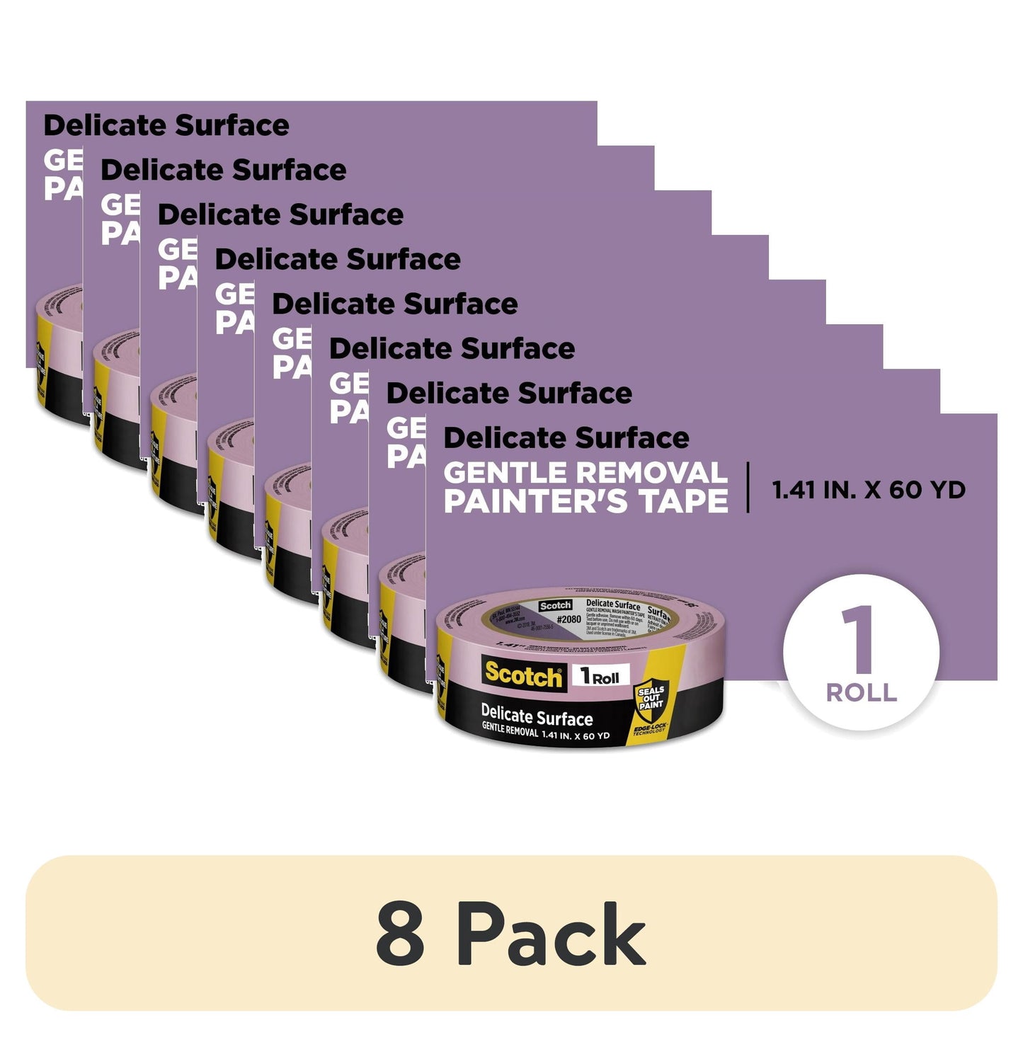 (8 pack) Scotch Delicate Surface Painter's Tape, Purple, 1.41 in x 60 Yds, 1 Roll