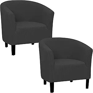 Easy-Going Stretch Club Armchair Slipcover 2 Pieces Barrel Tub Sofa Cover Furniture Protector Jacquard Couch Cover (Dark Gray, 2 Pack)