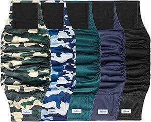 Reusable Dog Diapers Male, Premium Washable Belly Bands for Dogs, Pack of 5, High Absorbing XXL Dog Wraps for Doggie & Puppy in Incontinence or Excitable Urination and Training(XXL)