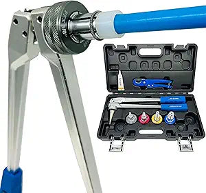 Manual PEX Pipe Expander Tool Kit with 3/8",1/2",3/4",1" Expansion Heads suit for Propex Expansion Meets ASTM F1960 Standard PEX Coupling Fitting Radiant Heat