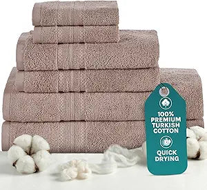 Arconiz Luxury 6 Piece Towel Set | 2 Bath Towels, 2 Hand Towels, 2 Washcloths | Super Soft, Premium, Quick Dry & Highly Absorbent 600 GSM Turkish Cotton - Light Brown