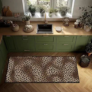 Leopard Rug 2x5 for Entryway,Cheetah Print Hallway Runner Rugs Animal Print Hide Kitchen Rug Washable Indoor Door Mat Non Slip Accent Throw Rugs Soft Floor Carpet Bedroom Area Carpet Runners for Entry