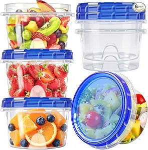 Freezer Storage Containers, 6 Pack-16 Oz Food Storage Containers with Twist Top Lids,BPA Free, Reusable, Meal Prep,Microwave and Dishwasher Safe