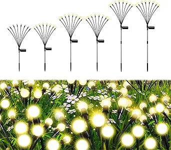 Firefly Lights Solar Outdoor, 8 Modes 800mAh Swaying Solar Firefly Garden Lights Stakes Outdoor Waterproof for Outside Yard Patio Plant Christmas Holiday Garden Decor Warm White(6 Pack)