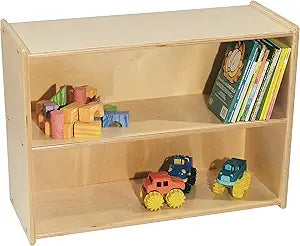 Contender Daycare Shelves for Kids, Bookcase with 2 Shelves for Storage, Wood Furniture for Toddlers, Children, Classroom, 30-inch Width