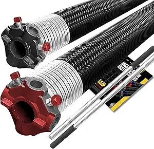 Pair of 2" Garage Door Torsion Springs Replacement with Non-Slip Winding Bars and Manual for Left and Right Side of Garage Door - Precision E-Coating 5-Year Warranty Minimum 30,000 Cycles (295x2x48)