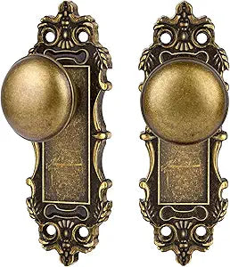 Bronze Dummy Door Knobs Interior 2 Pack Door Knob Antique Door Handle Vintage Door Pulls for Pantry Door Hallway