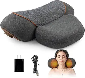 3-in-1 Neck Massager Pillow, Portable Memory Foam Neck Cervical Traction Device with Heat & Gentle Traction & Vibration Massage for Pain Relief Deep Tissue, Cervical Pillow, Gift for Men and Women