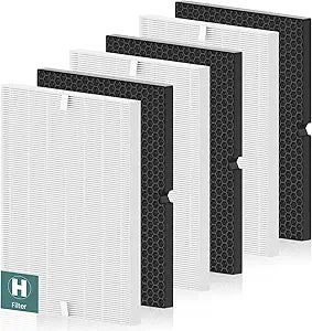 116130 Replacement Filter H for Winix 5500-2 AM80 Plasmawave Air Purifier, Includes 3 Pack Filter H and 3 Pack Activated Carbon Filter
