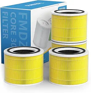 Core 300 Replacement Filter Compatible with LEVOIT Core 300 Core 300S VortexAir Purifier, 3-in-1 Pre-filter, H13 Grade True HEPA and Activated Carbon Filter, Core 300-RF-PA, 4-Pack