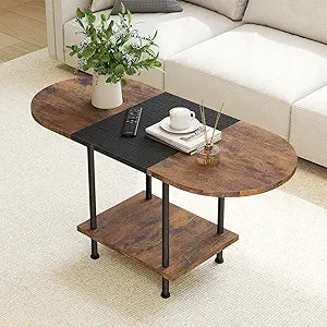 Coffee Tables, Modern Center Table with Storage Shelf, 2-Tier Table for Living Room, Modern Two-Tone Design (Mixed Brown)