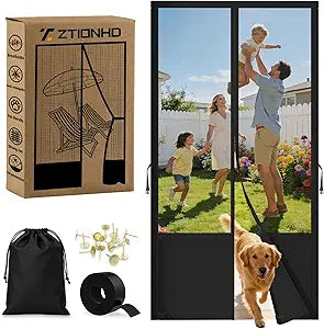 Magnetic Screen Door Fits 32x80 Inch Front Doors Heavy Duty Fiberglass Mesh,36 Magnets Auto Close,No Tools Installation,Keeps Bugs Out Lets Breeze in,Pet Kid Friendly with Storage Bag