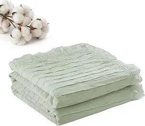 100% Cotton Muslin Blanket with Ruffled Edges Soft Pleated Crinkle Bedspread for Twin & Queen Size Bed Quilt Breathable Lightweight Stylish Cotton Throw Decorative Home Gift