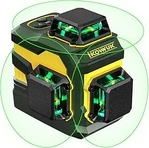 IKOVWUK Laser Level, 3x360 Cross Line Laser for Construction and Picture Hanging, 12 Green Lasers with Self-leveling, 3D Vertical & Horizontal Line, Level Tool with 5200 mAh Rechargeable Battery