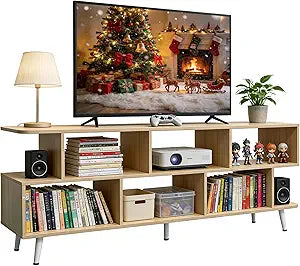 Lightdot 65" TV Stand Fits TVs Up to 75 Inch, Modern Entertainment Center with Power Outlet & Open Storage Shelves, Sofa Cabinet Media Console, Easy Assembly TV Table for Living Room,Bedroom,Walnut