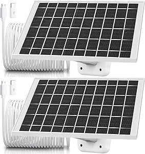 2 Pack 5V 7W Solar Panel Charger for Arlo Essential 2K Outdoor 2nd Gen 3rd, XL 2nd 3 Gen,Arlo Pro 6th Gen 2025, Tapo SolarCam C402 C403 A200, Tapo SolarCam 2K+ 4K C460, TP-Link TC82 C425 C420 C400