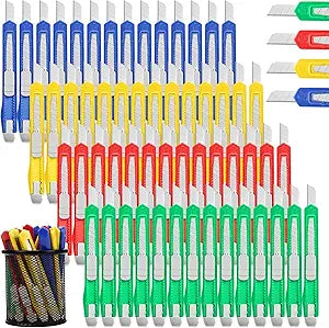 Zhehao 500 Pcs Box Cutters Bulk Retractable Utility Knife Office Supplies 14mm Wide Blade Blade Knife Plastic Compact Box Opener with Sliding Lock Tools for Home Office Arts Crafts