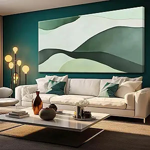Suconvng Abstract Wall Art Decor Green White Wall Art Irregular Shapes Painting Canvas Art Wall Decor Prints Minimalist Abstract Art For Living Room Wall Bedroom Kitchen Office 24"48"