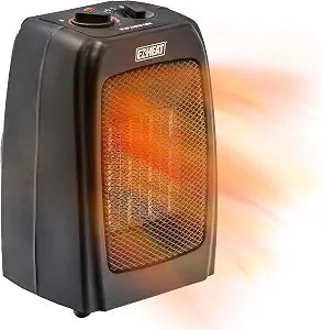 EZ-HEAT Electric Ceramic Portable Space Heater with Thermostat and Fan, Built-in Overheat Sensor, and Safety Tip-Over Switch, ST-MTPTC113