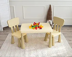 Kids Table and 2 Chairs Set with Storage Drawer, Height Adjustable Toddler Desk and Chair Set, Classroom/Playroom/Daycare/Home, Children Multi-Activity Table for Ages 2-8