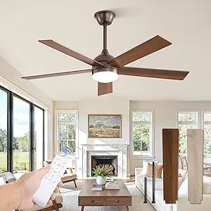 Fanbulous 48 Inch Ceiling Fan with Light and Remote, Brown Ceiling Fans with Light, 5 Dual-Color Blades, Reversible Quiet DC Motor, 6 Speeds, 3CCT Adjustable LED for Bedroom Living Room Kitchen Patio