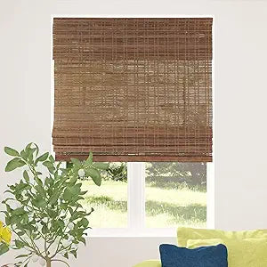 CALYX INTERIORS Cordless Bamboo Roman Shade Blind, Light Filtering, 36" W x 48" H, Ceylon Chestnut