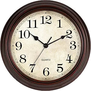 Wall Clock, Bronze Silent Non Ticking Classic Battery Operated Clocks, Decorative for Living Room, Bedrooms, Kitchen, Office (16 inch)