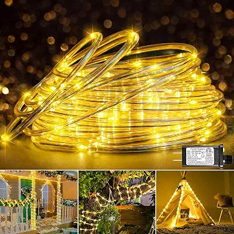66FT 200 LED Rope Lights for Outside, Plug in Rope Lights Outdoor Waterproof, 8 Modes Connectable Flexible String Lights Indoor for House Bedroom Pool Landscape Tree Party Decorations, Warm White