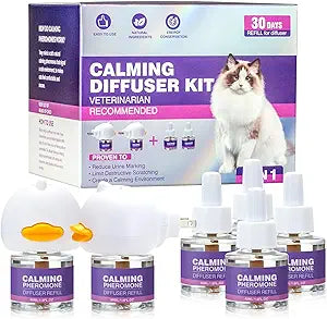 Tcllka Cat Calming Pheromone Diffuser Stress & Anxiety Relief for Cats, Reduce Spraying Scratching Fighting Refill 48ml Calming Comfort Diffuser Liquid Fits All Cats