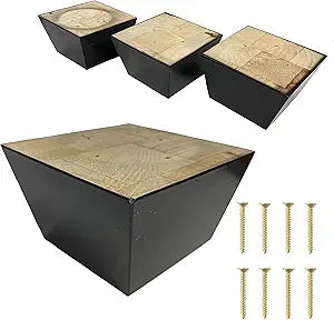 Furniture Legs, Sofa Couch and Chair 3" Tall x 5" Extra Wide Wood Feet Replacement, Set of 4 Feet, Heavy Duty, Dark Espresso Finish