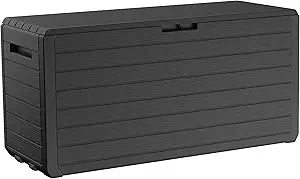 Keter Atlas 70 Gallon Deck Box  WeatherResistant Outdoor Storage Chest for Patio, Yard & Pool, Durable Resin Construction, Lockable Lid, EasyOpen Design