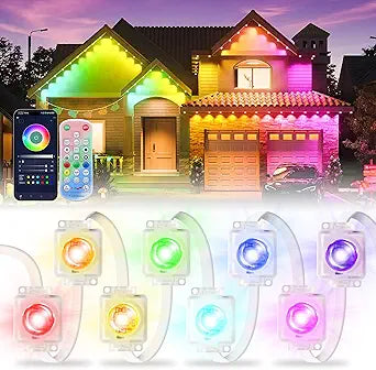 Permanent Outdoor Lights for House, 60FT with 36 LED Smart RGB+IC Christmas Outdoor Light with App/Remote Control, IP67 Waterproof Eternity Eaves Lights for Christmas Halloween Holiday Daily