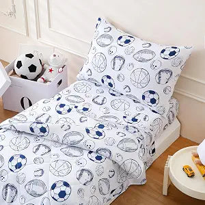 LONAVA Twin Kids Comforter Set - 4 Pieces Twin Bedding Sets for Boys Girls Children, Ultra Soft Microfiber Bed in A Bag with Flat Fitted Sheets, Ball Sports