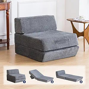 Snug Sofee Futon Sofa Bed,Sleeper Chair - Convertible Sectional Sleeper Sofa, Floor Bed Mattress for Guest Bed,Removable Zippered Back Support, Perfect for Living Room and Bedroom (Gray)