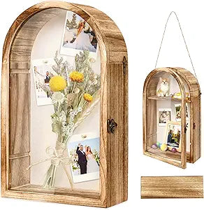 Dremisland Large Shadow Box Frame 10x16 Deep Shadow Boxes Display Case with Linen Back and Removable Shelves, Picture Frame Memory Box for Storage Wedding Bouquet, Keepsakes, Pet Memorial (Brown)